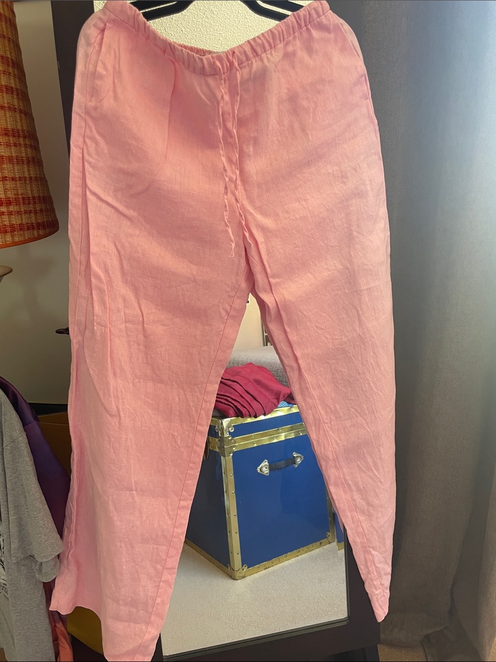 Mango Pink Elastic Waist linen Pants
